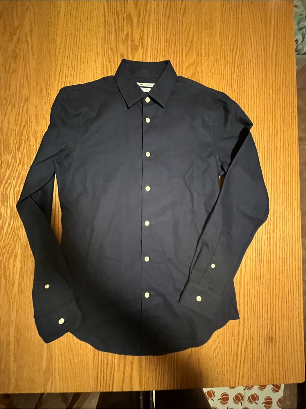 Zara Shirt Mens Small Blue Slim Fit Button Up Long Sleeve